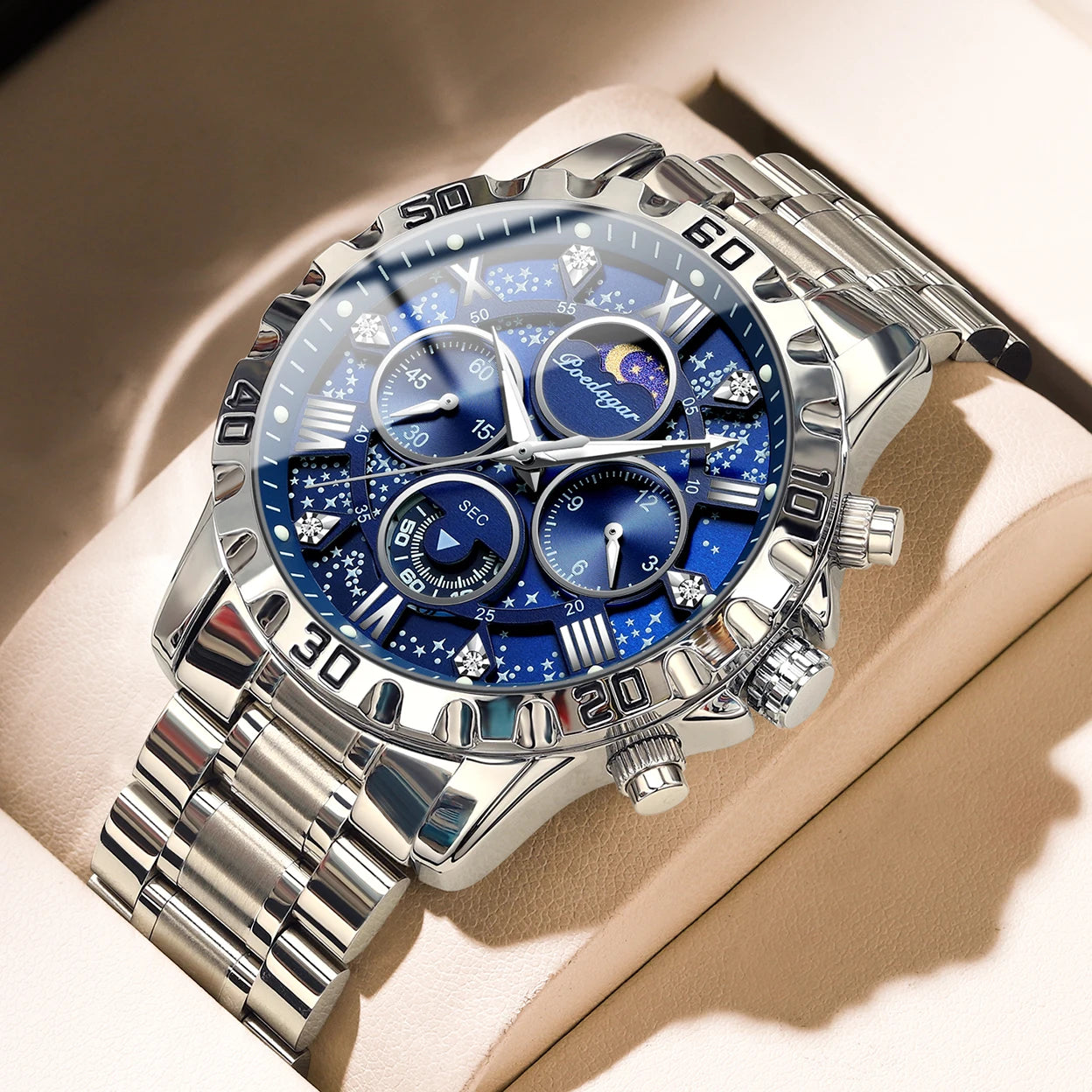 Luminous Stainless Steel Chronograph Men's Watches