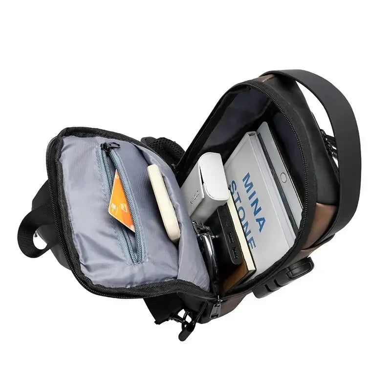 Men Multifunction Anti Theft USB Shoulder Bag