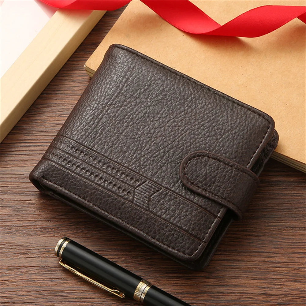 New Men Short Bifold PU Leather Male Hasp Wallet