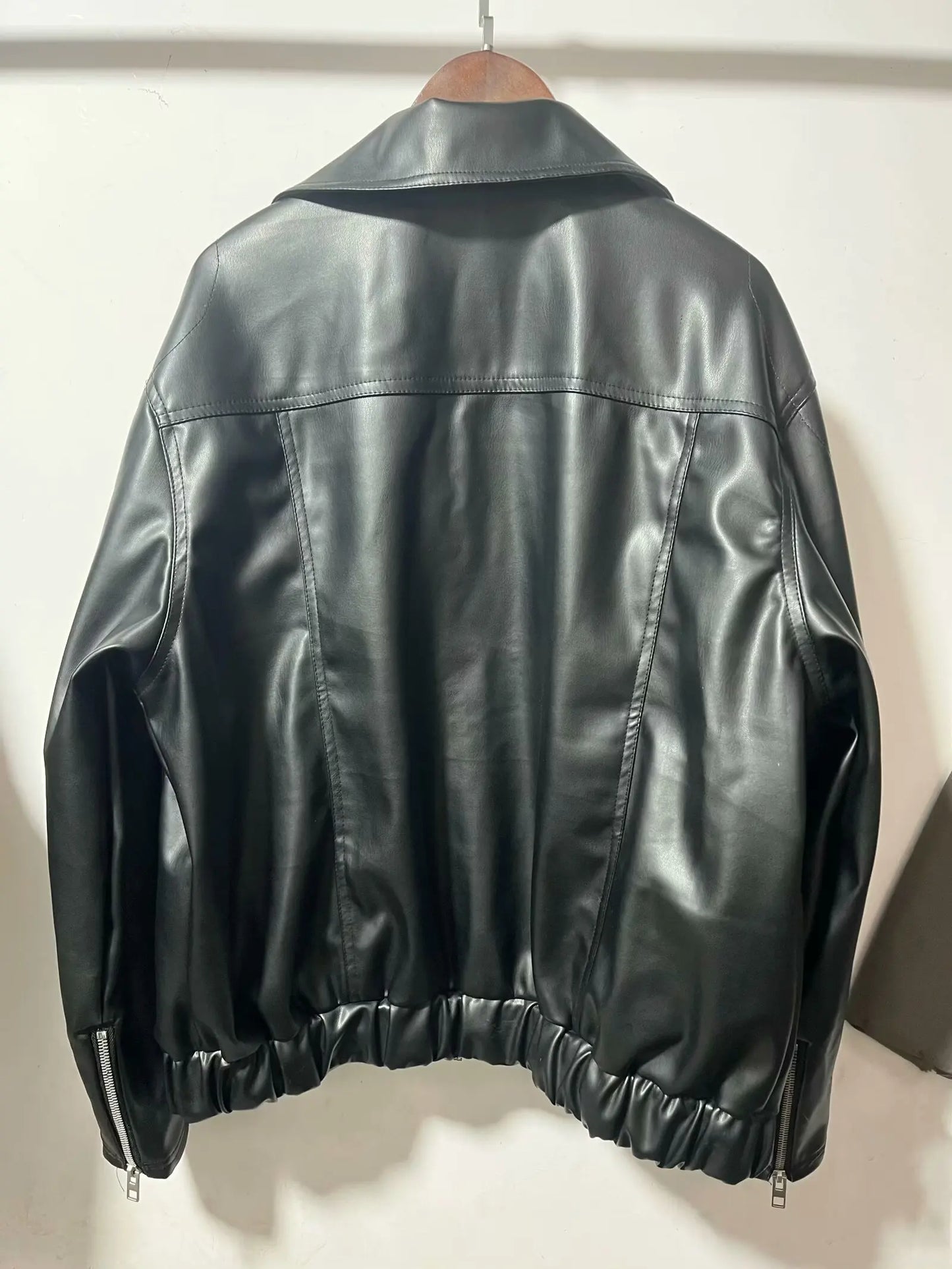 Retro black leather jacket