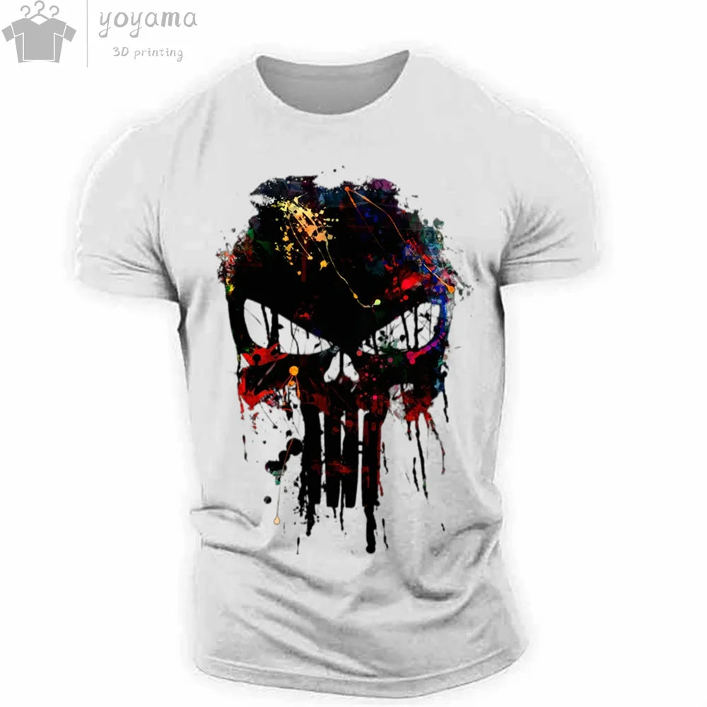 Patriotic Skull O-Neck T Shirt