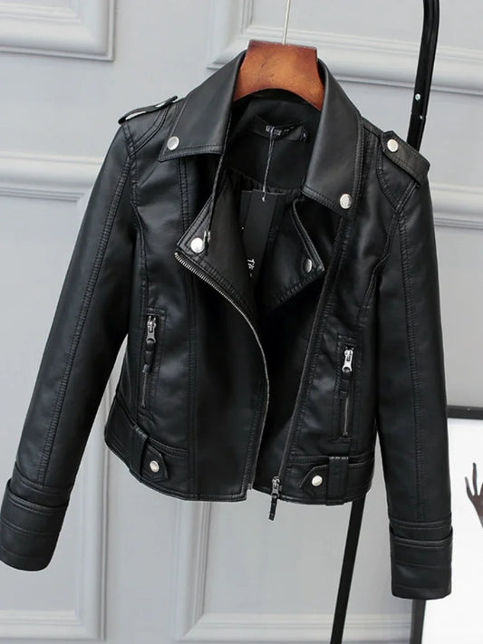 Korean Version of Slim PU Leather Jacket