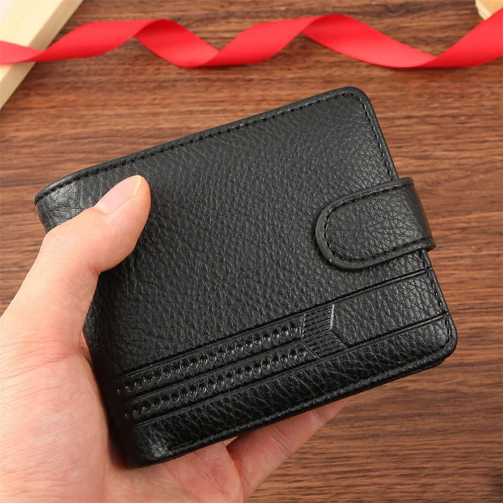 New Men Short Bifold PU Leather Male Hasp Wallet