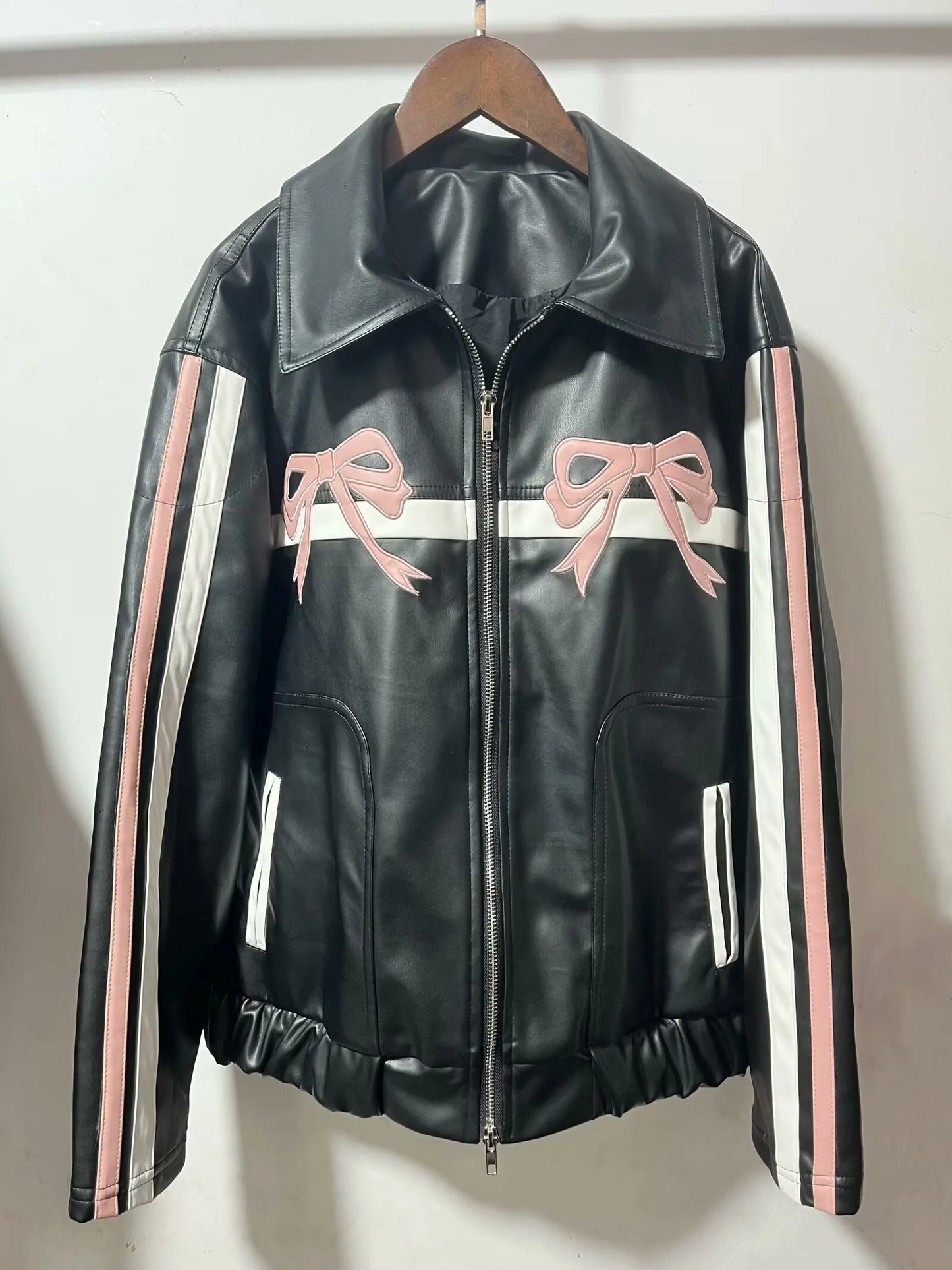 Retro black leather jacket