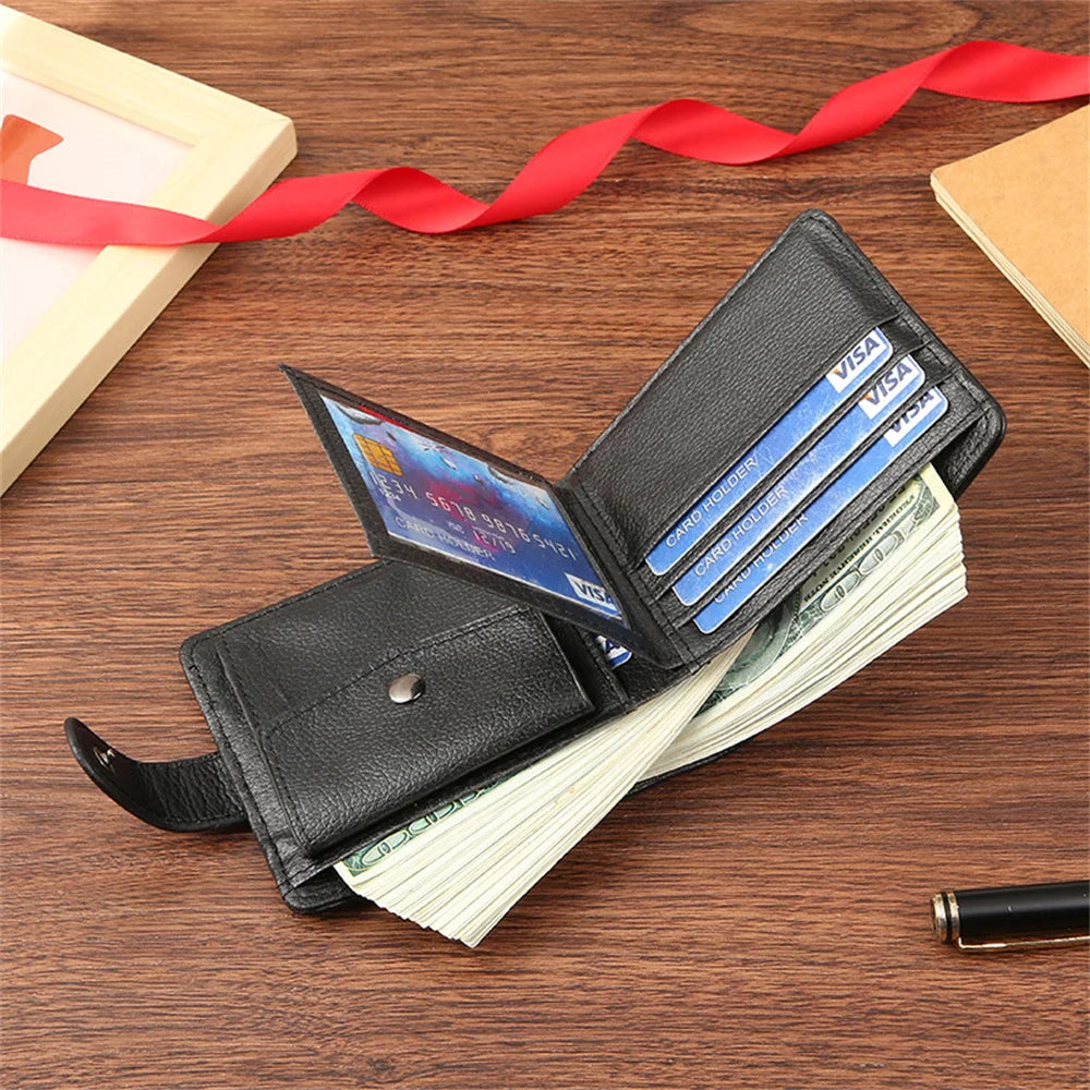 New Men Short Bifold PU Leather Male Hasp Wallet