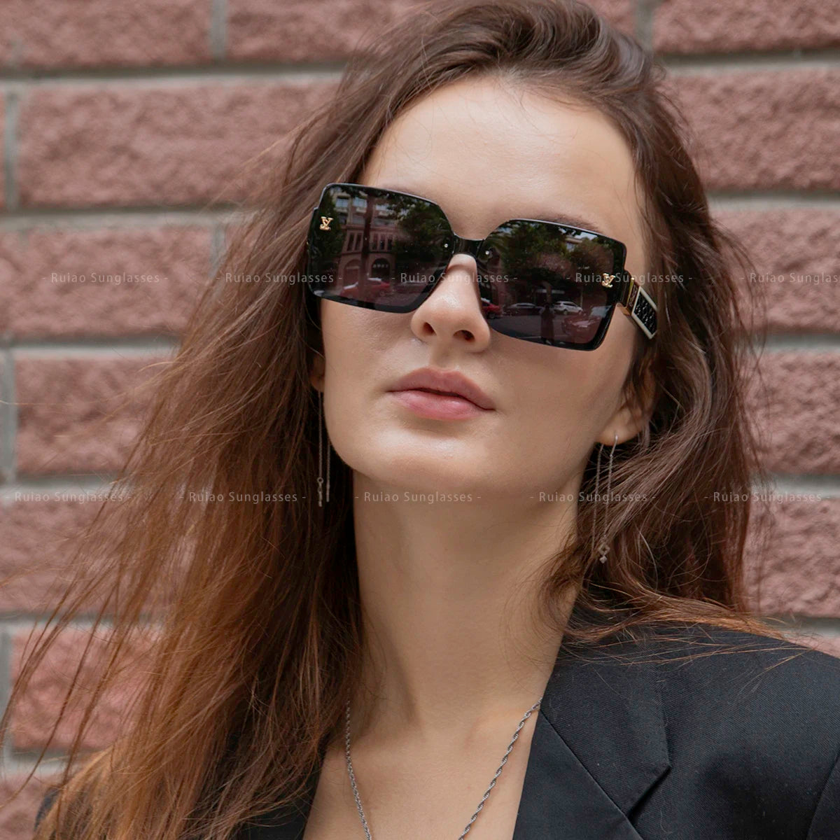 Luxury square designer fashion big sunglasses