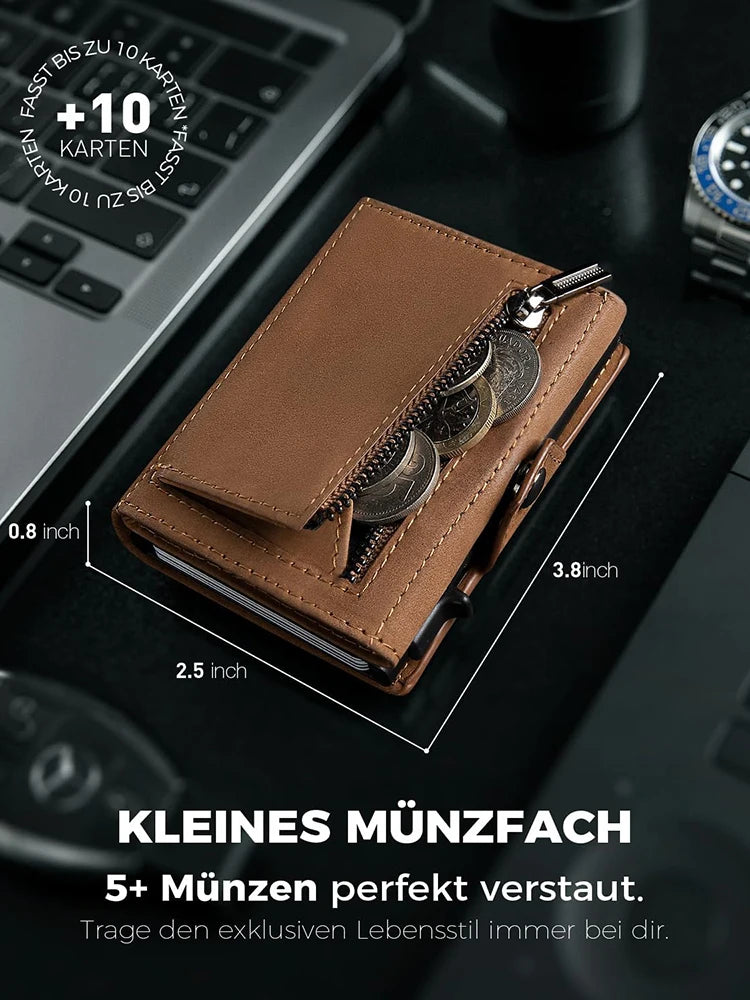 Genuine Leather Wallet with Coin Pocket