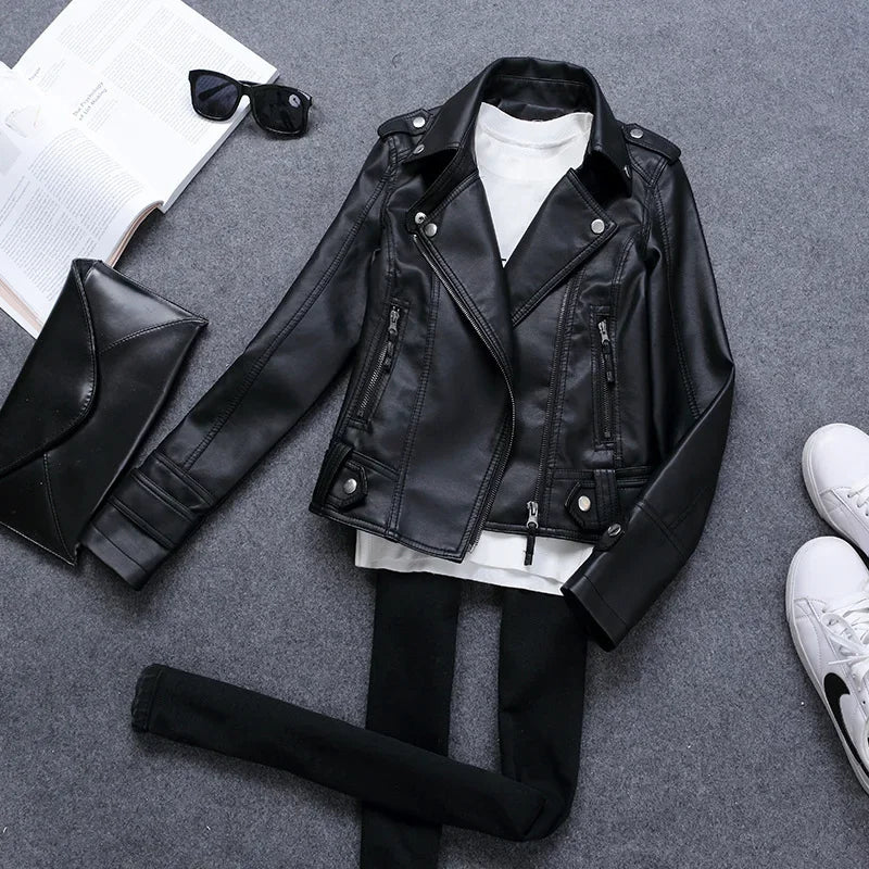 Korean Version of Slim PU Leather Jacket