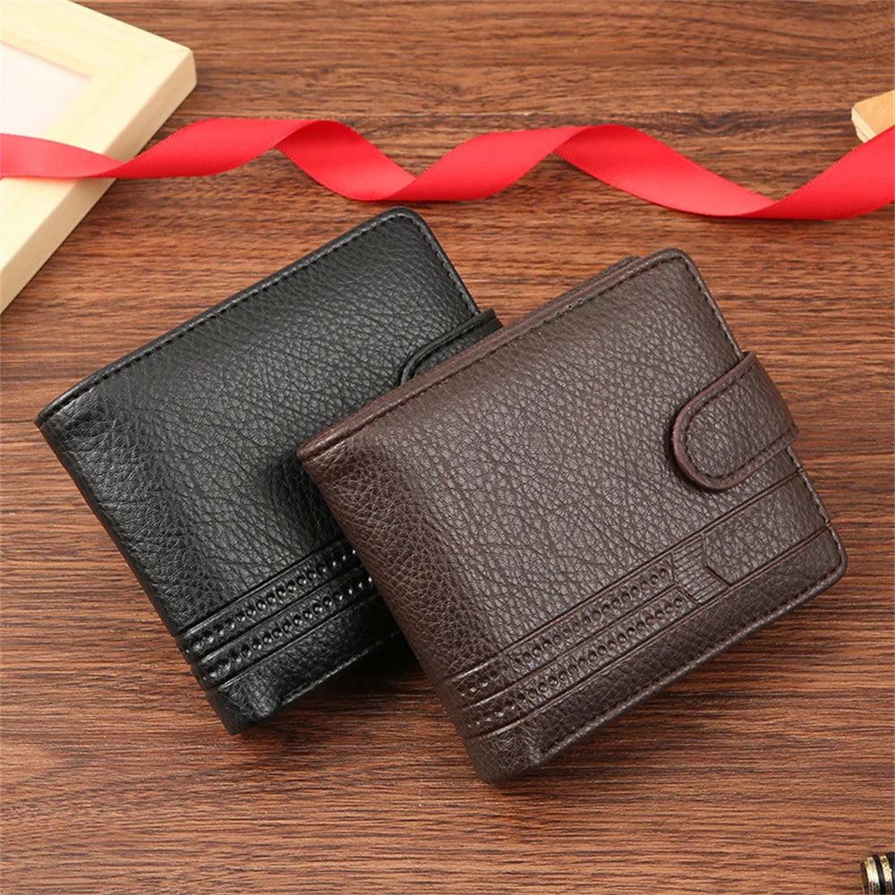 New Men Short Bifold PU Leather Male Hasp Wallet