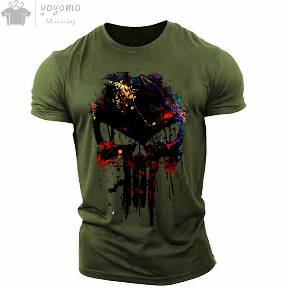 Patriotic Skull O-Neck T Shirt