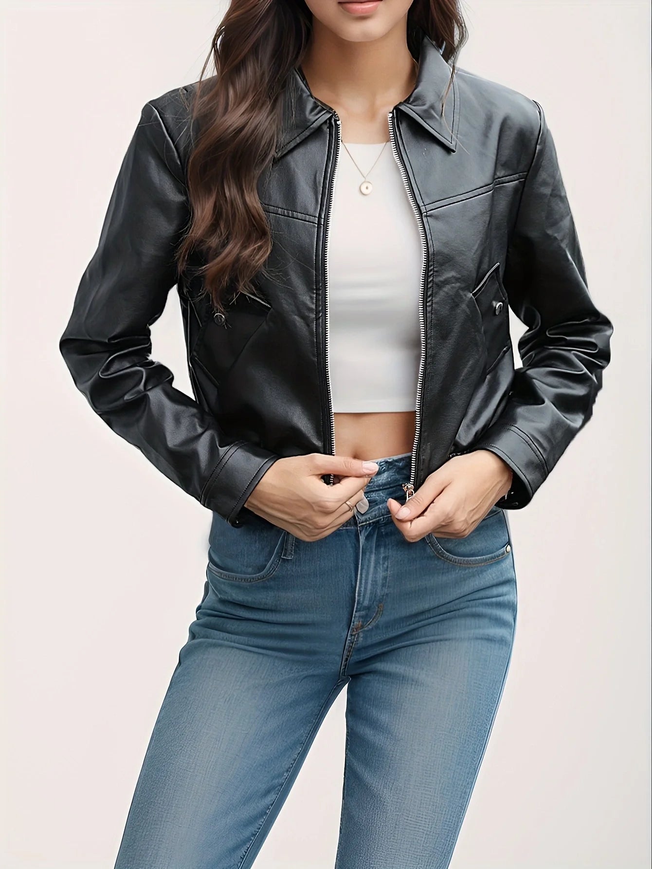 Women Fashion PU Motorcycle Jacket