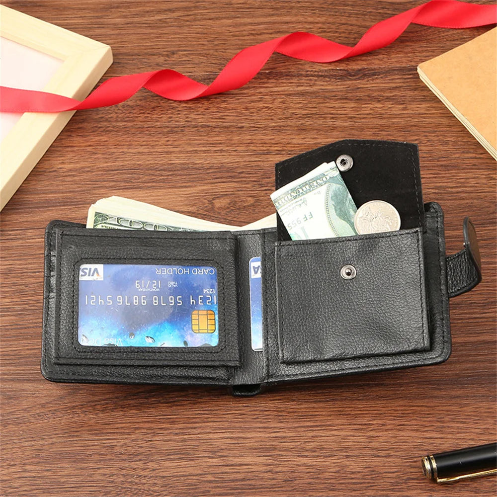 New Men Short Bifold PU Leather Male Hasp Wallet