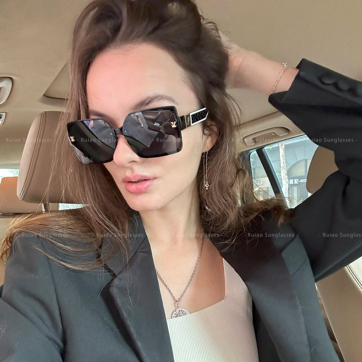 Luxury square designer fashion big sunglasses