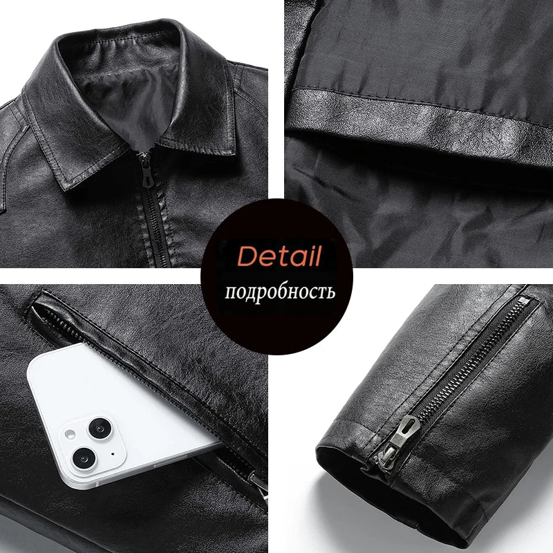 Men Casual Motorcycle Biker Jacket