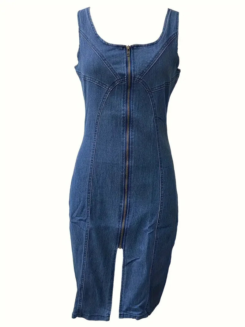 Women Sleeveless Skinny Tank Denim Dress