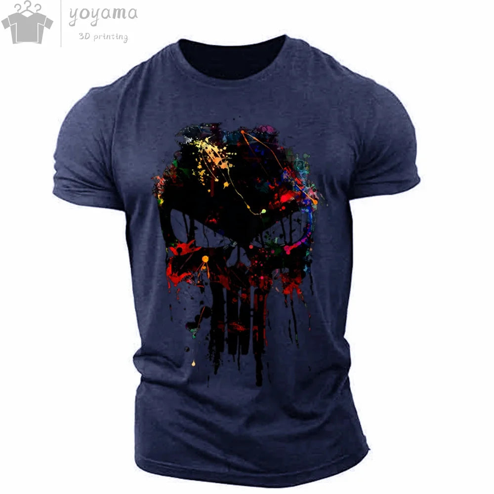 Patriotic Skull O-Neck T Shirt