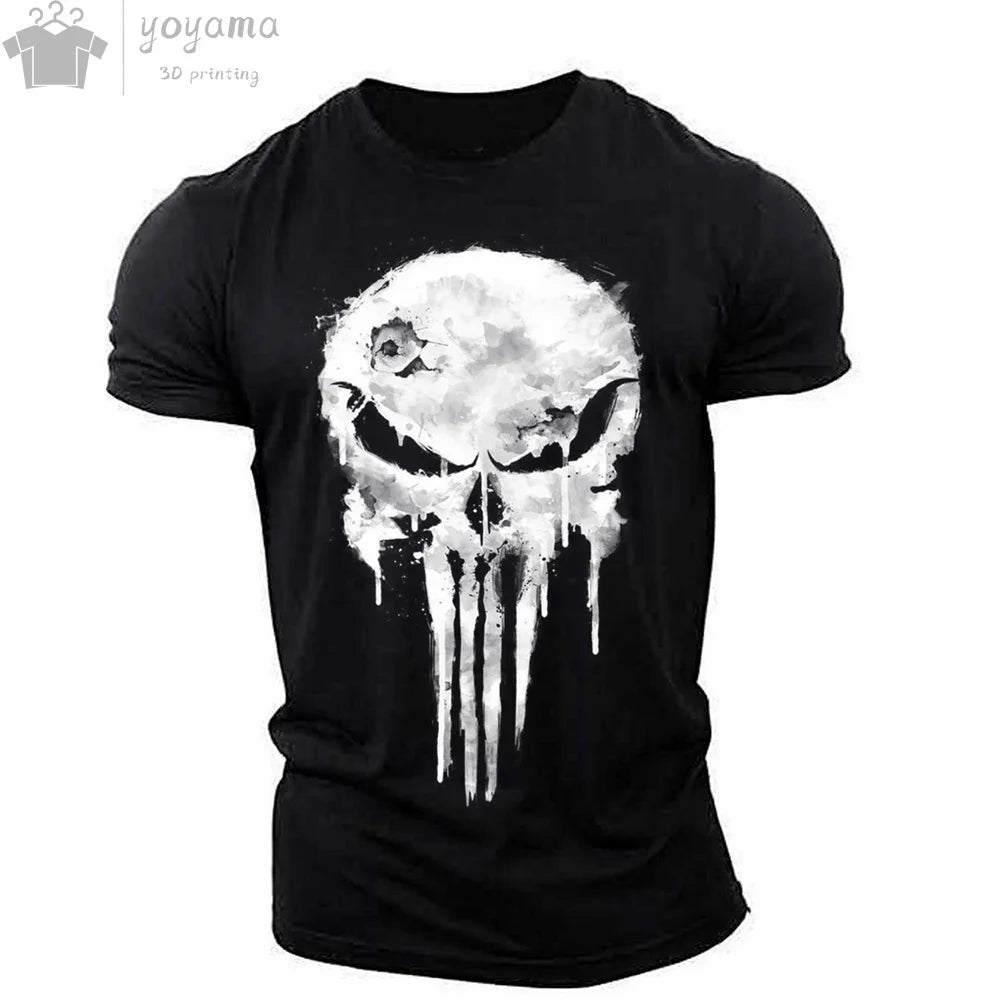 Patriotic Skull O-Neck T Shirt