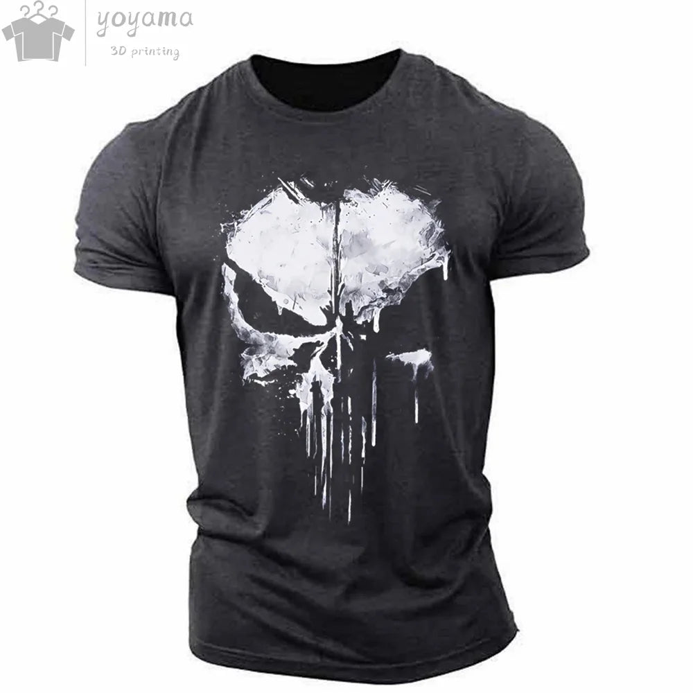 Patriotic Skull O-Neck T Shirt