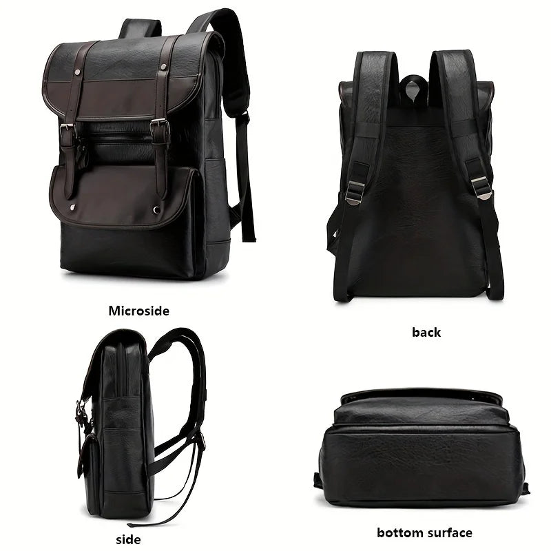 Extra-Large Capacity Mens PU Casual Backpack