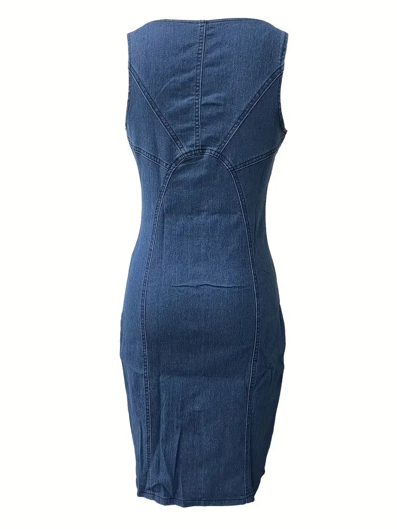 Women Sleeveless Skinny Tank Denim Dress