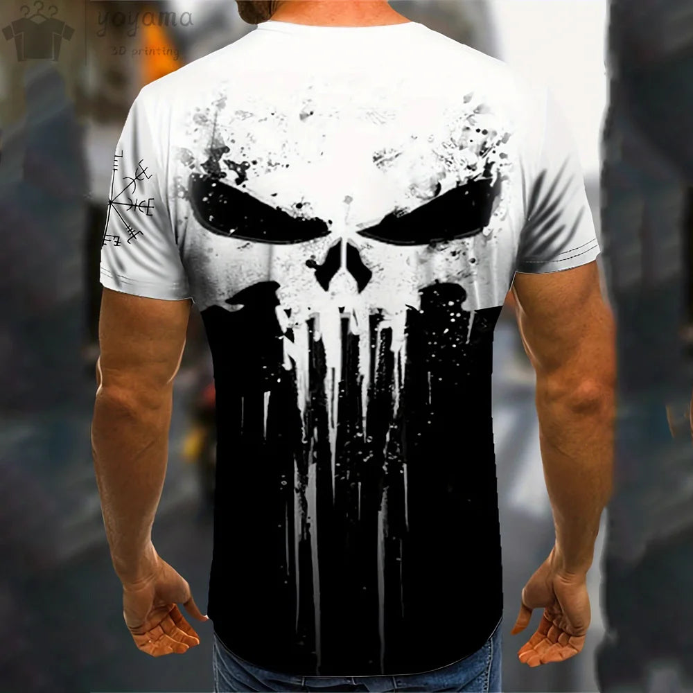 Patriotic Skull O-Neck T Shirt