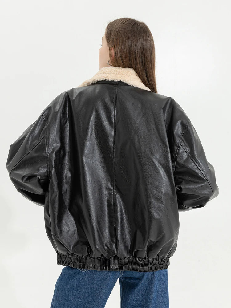 Winter Women's Fur Leather Jacket